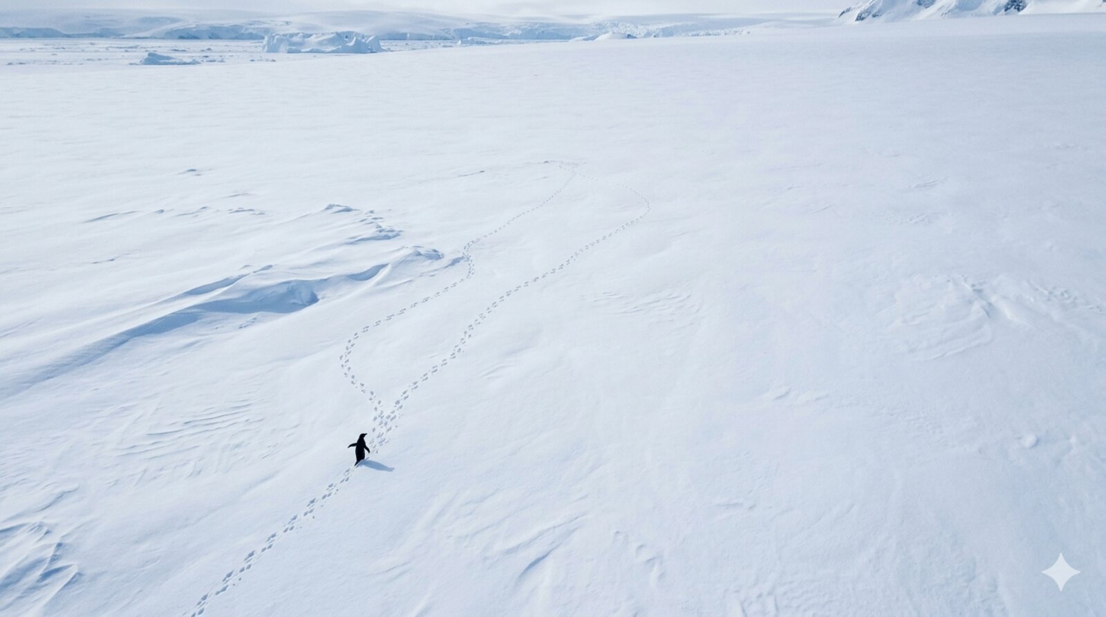 Penguins standing on rocky Antarctic shoreline with ocean waves in the background