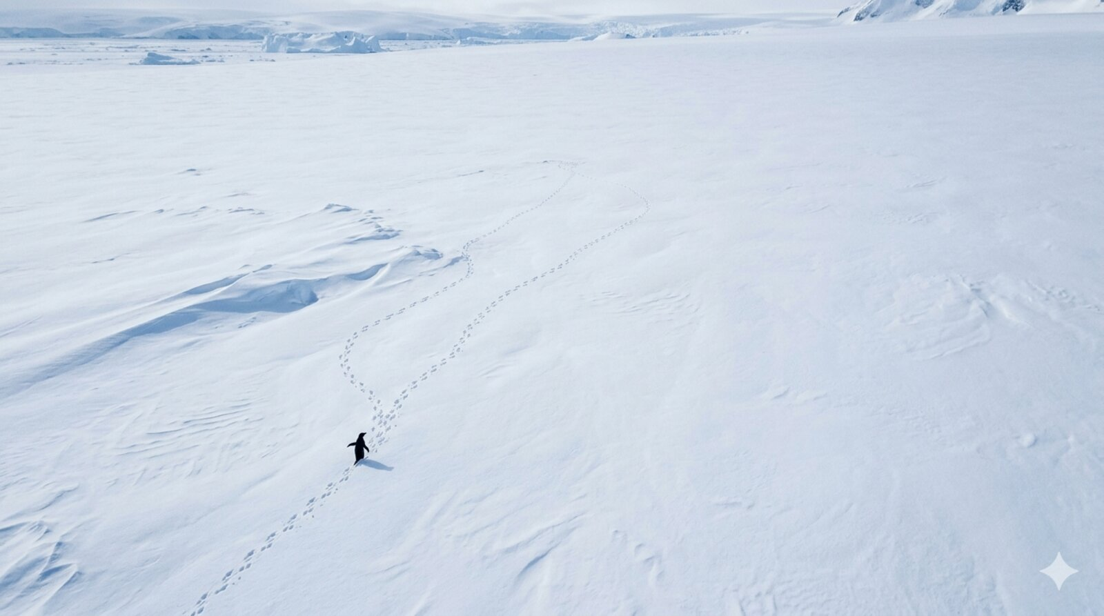 Penguins standing on rocky Antarctic shoreline with ocean waves in the background