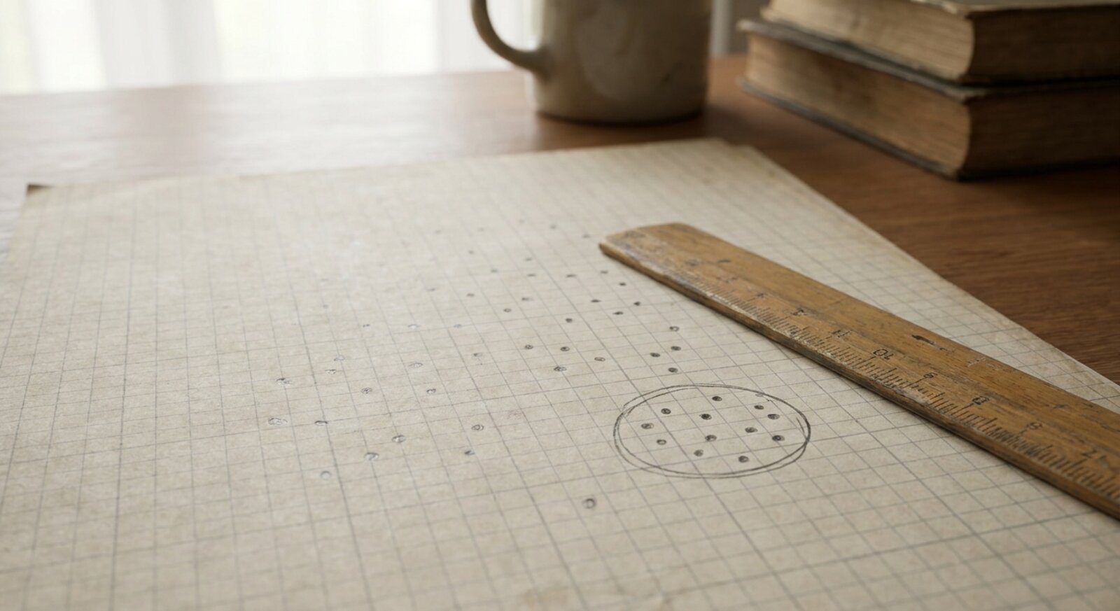 A held-out subset of points circled on graph paper, evaluated against the rest